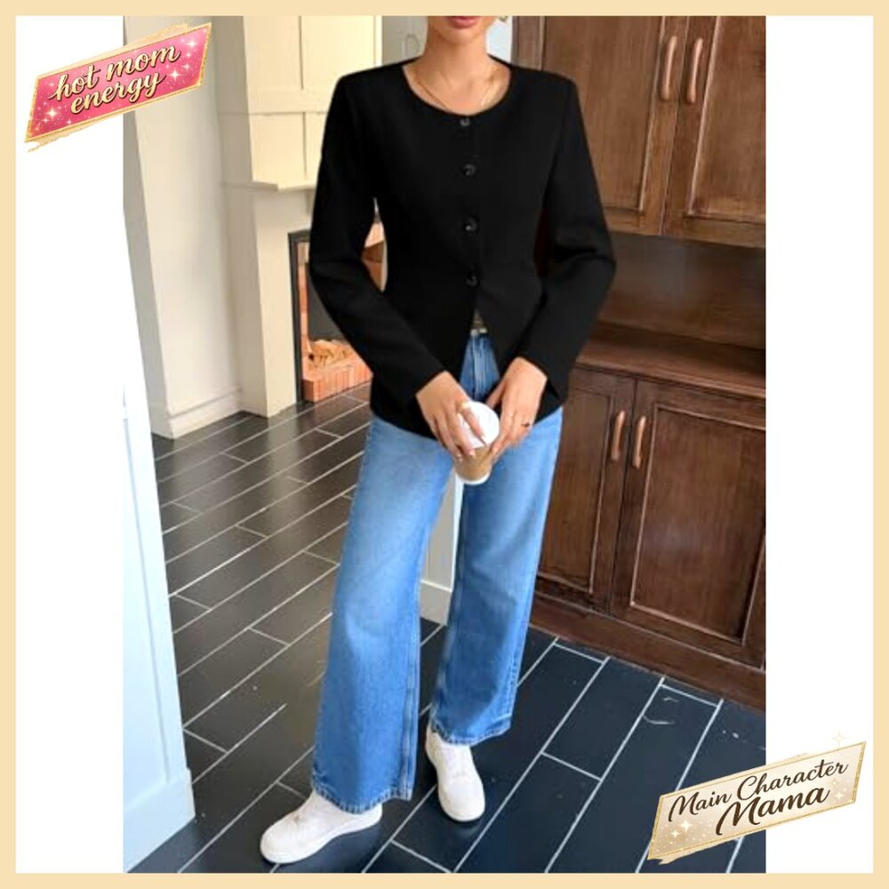 Fitted Collarless Blazer Split Hem Work Office Ja… - image 4